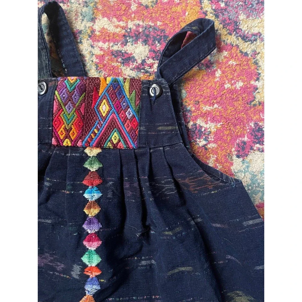 Vintage Guatemalan Huipil Artisan Embroidered Kids Jumper Dress